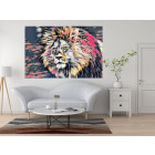 Foto144 Löwe Löwenkopf 60 x 45 cm Fotokunst auf Leinwand Bild Gemälde König-der-Löwen-Tiere 