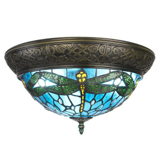 5LL-6263 Tiffany-Deckenlampe-Deckenleuchte Libelle Lampe Leuchte Ø 38*20 cm E14/max 2*25W Clayre & Eef/Lumilamp
