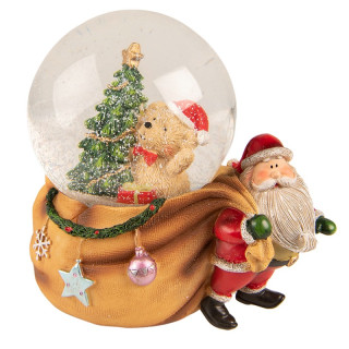 65153 Schneekugel Spieluhr Santa Claus Nikolaus mit Geschenkesack 14*10*14 cm Clayre & Eef