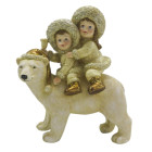 6PR4820 Eisbär mit Kindern Weihnachtsdeko Figur...