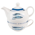 FIBTEFO Tea for One Tee-Tasse-Kanne Serie Fishy Blue...
