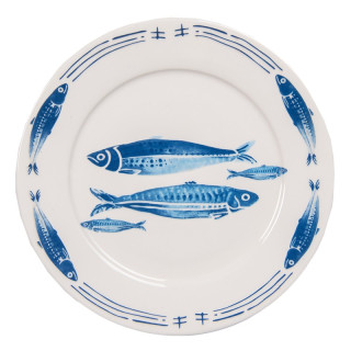 FIBDP Teller Kuchenteller Frühstücksteller Serie Blue Fishy Fische Meer Auszeit Porzellan-Serie Ø 20*2 cm Clayre & Eef