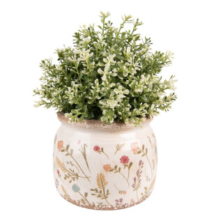 Clayre & Eef - Blumentopf Übertopf Pflanztopf Blumen Streublümchen Blüten Wildblumen -  ca. 15x13 cm