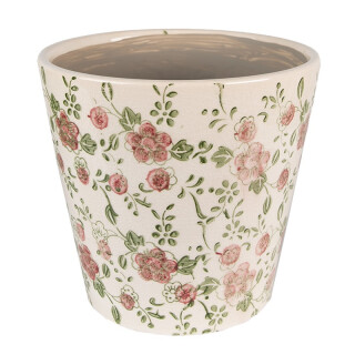 Clayre & Eef - Blumentopf Übertopf Pflanztopf Blüten Ranken Blumen -  ca. 12x10 cm