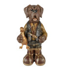 6PR3882 Witzige Hunde Jagdhund Deko-Figur mit Ente...