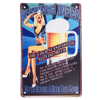 6Y5344 Dekoschild Blechschild Werbeschild Textschild Pinup-Girl Beer Bier 20x1x30 cm Clayre & Eef