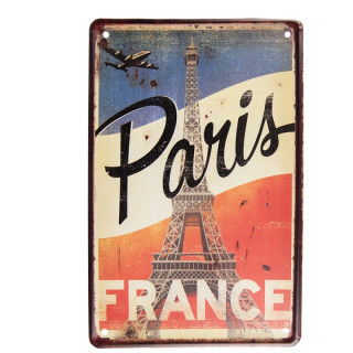 6Y5334 Blechschild Nostalgie-Schild Sprücheschild Textschild Paris Eiffelturm 20x1x30 cm Clayre & Eef