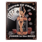 6Y5181 Textschild Blechschild Liquor up front Poker in...