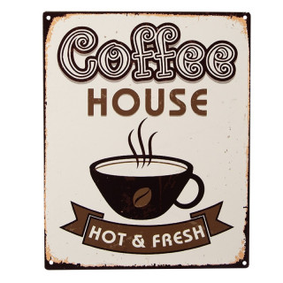 6Y5180 Textschild Blechschild Werbeschild Coffee House Hot & Fresh 20x1x25 cm Clayre & Eef