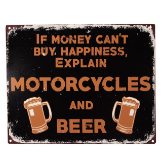 6Y5209 Textschild Blechschild Motorcycles and Beer Bier 25x1x20 cm Clayre & Eef