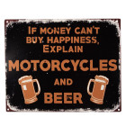 6Y5209 Textschild Blechschild Motorcycles and Beer Bier...