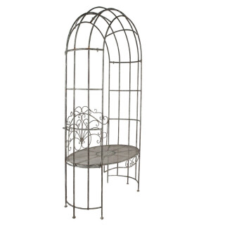 Clayre & Eef - Shabby-Vintage Gartenbank Gartenlaube Rosenbogen Rankbogen Edel-Rost Franzsösiche Lilie Lis von