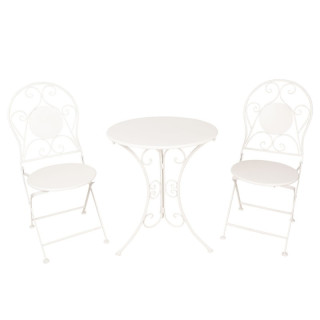 5Y0633 Französische Lilie Lis Gartenmöbel Set Gartenstühle Gartentisch Bistrostühle im trendigen Shabby-Vintage-Style Clayre & Eef