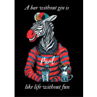 Zebra_A bar without gin is like life without fun_Men T-Shirt Funshirt schwarz Berufsbedarf Küche, Bar, Service 