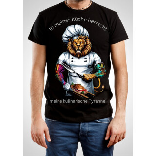 Löwe_In meiner Küche herrscht meine kulinarische Tyrannei Men T-Shirt Funshirt schwarz Berufsbedarf Küche, Bar, Service