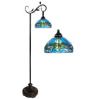 5LL-6241 Tiffany-Bodenlampe-Bodenleuchte Stehlampe Libelle Clayre & Eef / Lumilamp