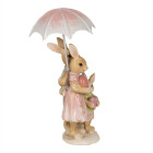 Clayre & Eef - Oster-Deko Osterhasen-Familie mit Herz unter Regenschirm Osterhase