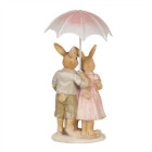 Clayre & Eef - Oster-Deko Osterhasen-Familie mit Herz unter Regenschirm Osterhase