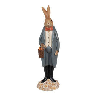 Clayre & Eef - Oster-Deko Osterhase im Mantel mit Osterkorb mit Mohrrüben