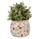 Clayre & Eef - Blumentopf Übertopf Pflanztopf Erdbeeren Erdbeerpflanze Ranken Blüten