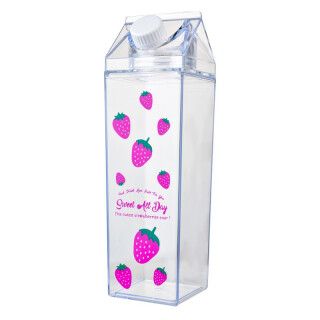 Clayre & Eef - Erfrischung in 750 ml transparente Erdbeer Erdbeeren-Trinkflasche