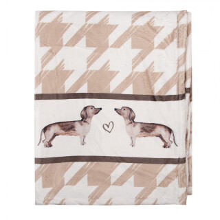 Clayre & Eef - Kuscheldecke Dackel Hund Landhaus-Flair mit Tagesdecken erleben - 130x170 cm