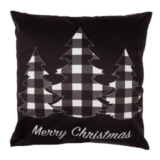 Clayre & Eef - Tannenbäume Serie Black & White X-Mas: Kuschelige Kissenbezüge für die Feiertage - 45x45 cm
