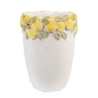 Clayre & Eef - Stein-Blumentopf mit Zitronen-Design:...