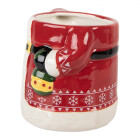 Clayre & Eef - Die Weihnachtstasse mit Deckel: Ein fröhlicher Weihnachtsmann für deine Feiertage!