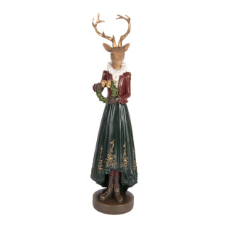 Clayre & Eef - Ein Hauch von Eleganz: Hirsch-Deko mit Kranz für die Weihnachtszeit