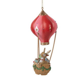 Clayre & Eef - Weihnachtsanhänger Heißluftballon: Rotkäppchen auf Rentier-Flug!