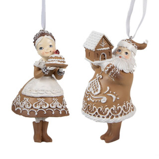 Clayre & Eef - Weihnachtsanhänger 2er Set: Pfefferkuchen-Paar für süße Weihnachten!