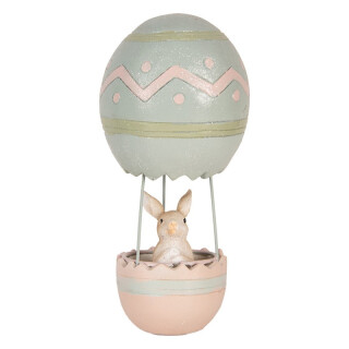 Clayre & Eef - Abenteuer im Oster-Ballon! Ihre Osterhase Osterhasen Figur in Pastellfarben für den Landhaus-Frühling!