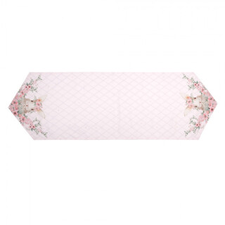 FEB65-1 🎀 Zarter Blickfang Ostern Tischläufer (50 x 160 cm) mit Hasen im Romantik-Look Clayre & Eef