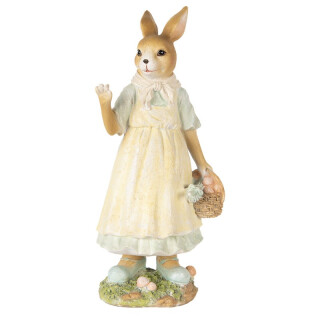 Clayre & Eef - Die Landhaus-Lady! Osterhasenfigur im Pastellkleid - (15 x 12 x 32 cm)