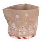 Clayre & Eef - Zimt und Zucker! Runder Brotkorb mit Lebkuchenhaus-Motiv - ( ca. 15 x 16 cm)