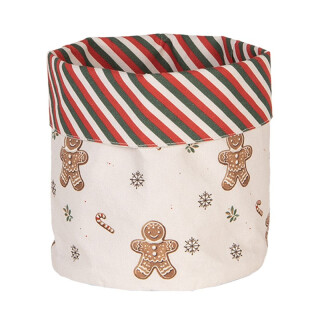 Clayre & Eef - Fröhliche Weihnachtsbäckerei! Wendbares Brotkörbchen mit Pfefferkuchenmann - ( ca. 15 x 16 cm)