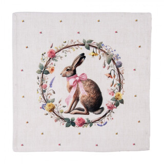 Clayre & Eef - Romantik pur! Oster-Hasen-Servietten im Blumenkranz 6er Set - (40x40 cm)