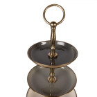 Clayre & Eef - Grauer Glamour: 3-Schicht Etagere in Gold/Anthrazit für elegante Vintage-Tafeln -  ca. 18 x 35 cm