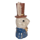 Clayre & Eef - Gentleman im Landhaus: Deko-Figur Hase im blauen Anzug für Dein Vintage-Cottage - 29 x 17 x 13 cm
