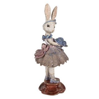 Clayre & Eef - Landhaus-Ballerina: Deko-Figur Hase im Glitzer-Tutu für Dein romantisches Cottage - 35 x 15 x 14 cm
