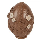 Clayre & Eef - Dekorations-Ei in Schokoladen-Optik, Braun Happy Easter mit Hasen- und Blütenrelief -  ca. 9x13 cm