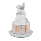 Clayre & Eef - Ostern Dekofigur Osterhase auf Torte Weiß Rosa von -  ca. 12x17 cm