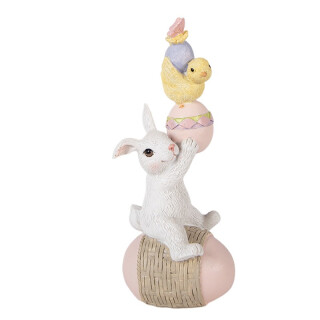 Clayre & Eef - Dekorationsfigur Oster-Hase Weiß Kunststoff von - 8x6x19 cm