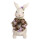 Clayre & Eef - Dekorationsfigur Hase mit Schokoladenkranz Weiß, Kunststoff - 17x16x30 cm