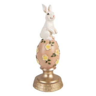 Clayre & Eef - Blütentraum zu Ostern: Hase auf großem Ei -  ca. 10x26 cm