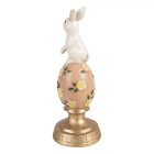 Clayre & Eef - Blütentraum zu Ostern: Hase auf großem Ei -  ca. 10x26 cm