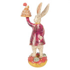 Clayre & Eef - Festliche Osterdeko: Hase im roten Mantel mit Torte - 14x10x30 cm