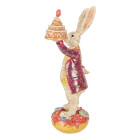 Clayre & Eef - Festliche Osterdeko: Hase im roten Mantel mit Torte - 14x10x30 cm