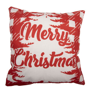 Clayre & Eef Kissenhülle "Merry Christmas" – Klassische Weihnachtsgrüße in Rot (45x45 cm)